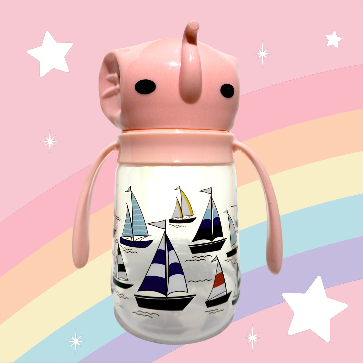 Discover the Cute Elephant Design Baby Feeder – a delightful 240ml/8oz baby feeder that combines safety, fun, and functionality. The pink elephant lid prevents nipple collapse, while the vibrant sailboat pattern adds a touch of adventure. Made from BPA-free, food-grade plastic, this feeder is durable and safe. Featuring easy-grip handles and a leak-proof spout, it’s perfect for mess-free sipping at home or on the go. Plus, it’s easy to clean, making it a must-have for your little one's feeding routine!