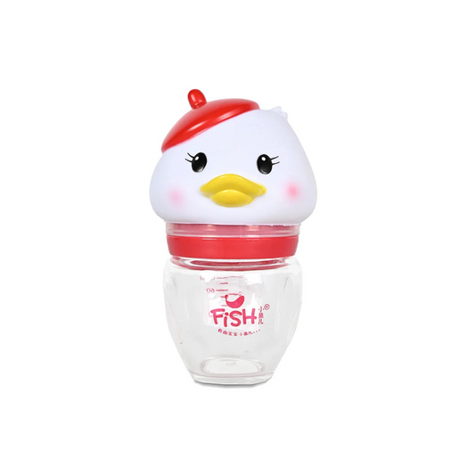 Discover the adorable Glass Baby Feeder with an 80ml capacity, crafted from durable glass and featuring a charming character cap design. Shop now for a safe and stylish feeding solution for your little one! Shop now at babyfairy.pk.