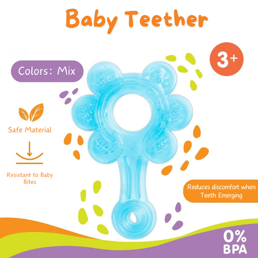 "Discover the perfect solution for your little one's teething discomfort with our adorable design soft silicone baby teether. Gentle on gums and irresistibly cute, our teether offers soothing relief while stimulating sensory development. Shop now at babyfairy.pk for a happy, teething baby!