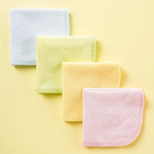 Experience gentle care with our Pack of 6 Baby Washcloths, crafted from soft towel material perfect for delicate baby skin. Featuring random colors and a plain, simple design, these washcloths are versatile for bath time, mealtime, and diaper changes. Available now at babyfairy.pk.