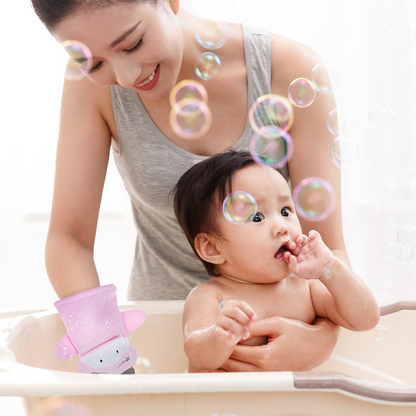 Adorable baby enjoying a gentle bath with our innovative baby bath scrapper - promoting safe and effective cleansing for your little one's delicate skin. Buy now at babyfairy.pk