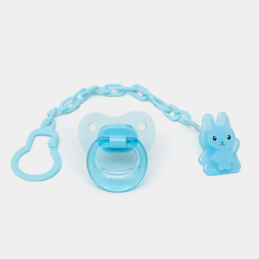 Discover peace of mind and convenience with our Baby Pacifier with Chain. Designed for comfort and safety, the attached chain ensures your baby's pacifier is always within reach, while adding a playful touch to their ensemble. Say goodbye to lost pacifiers and hello to worry-free soothing. Buy Now at Babyfairy.pk